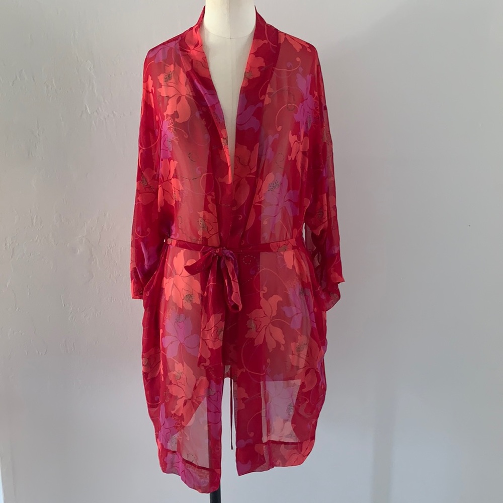 VICTORIA SECRET FLORAL SHEER ROBE WOMENS OS